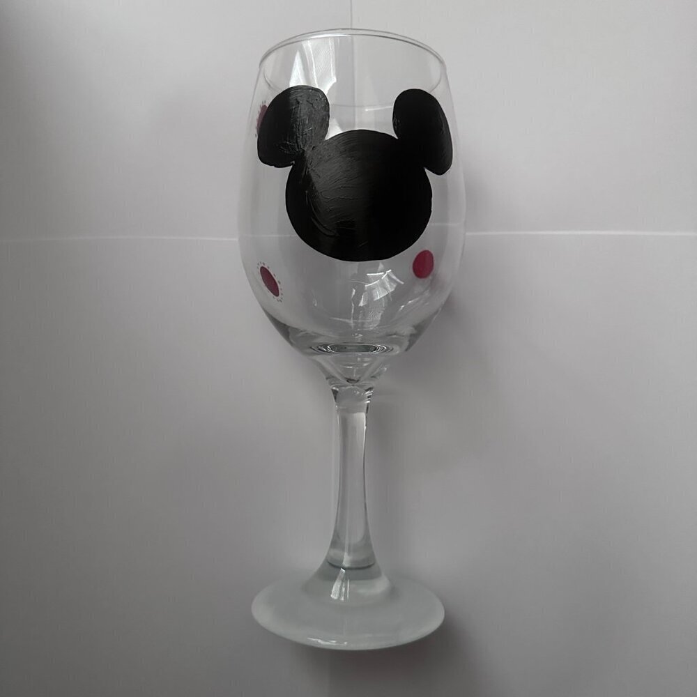 Hand Painted Mickey Mouse Wine Glass